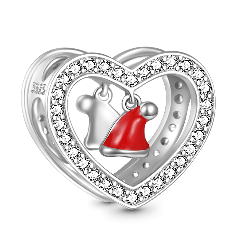 Christmas Hat Heart Charm