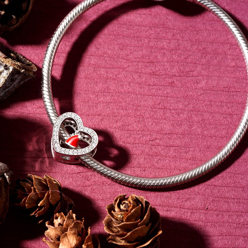 Christmas Hat Heart Charm
