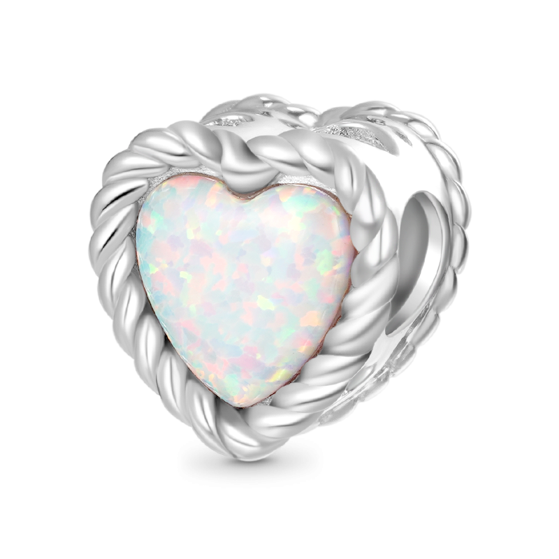 Opal Heart Charm