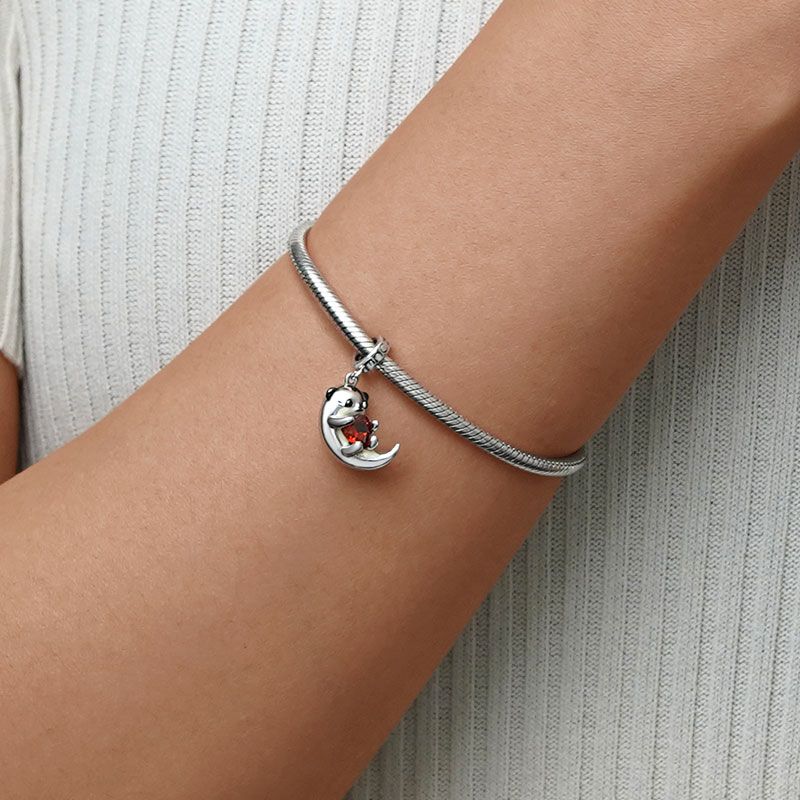 Lovely Otter Embraces Heart Gem Charm gnoce.ie