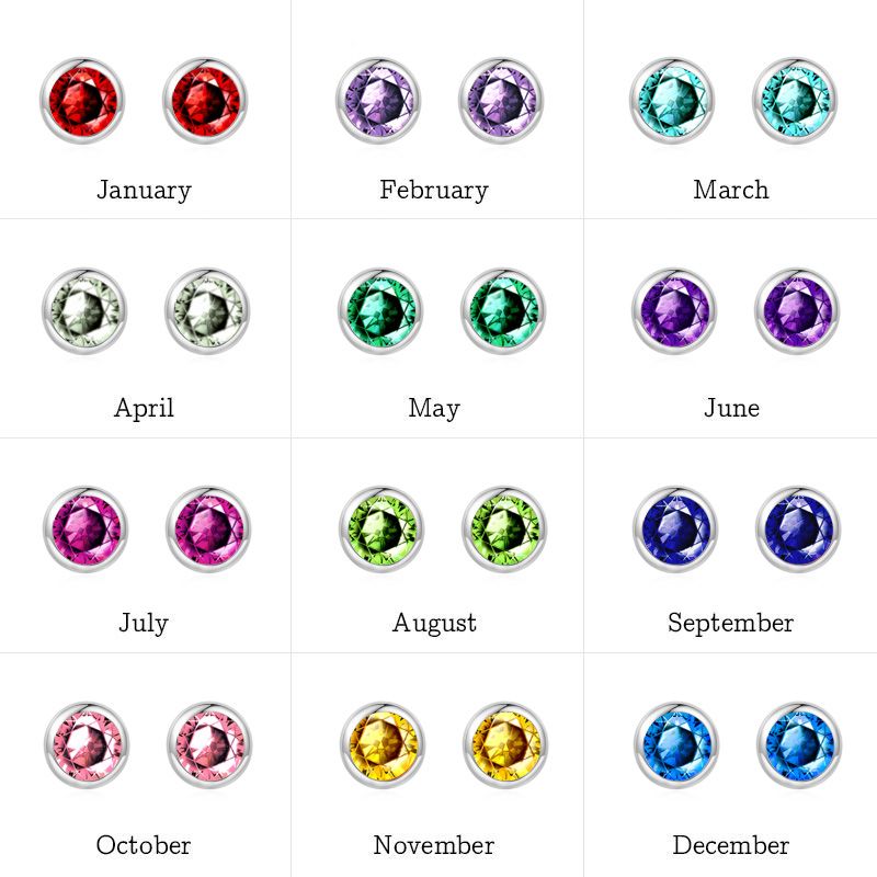 Birthstone Round Stud Earrings