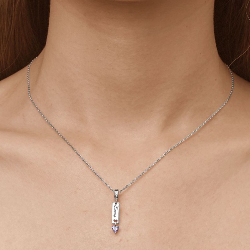 Bar Birthstone Engravable Pendant
