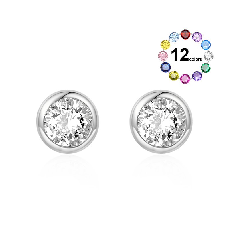 Birthstone Round Stud Earrings