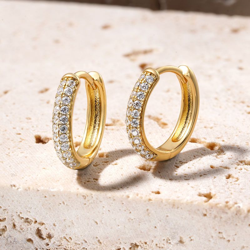 Pave Circle Stud Earrings