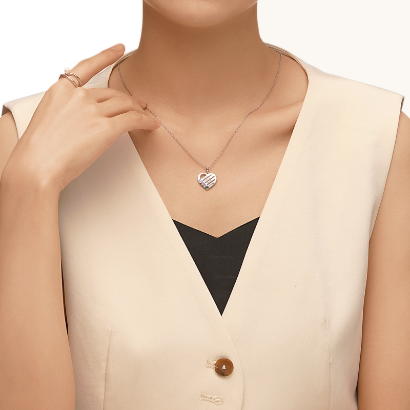 Personalized Heart Family Necklace