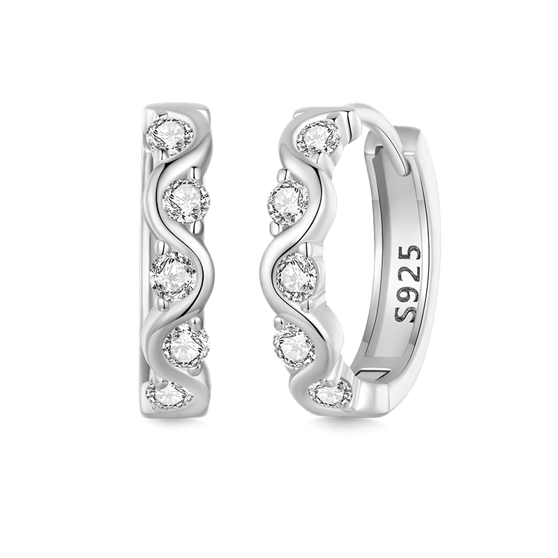 Wavy Sparkling Hoop Earrings