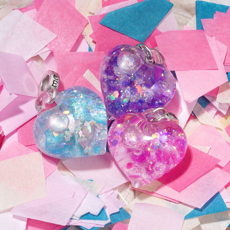 Purple Glitter Heart Necklace
