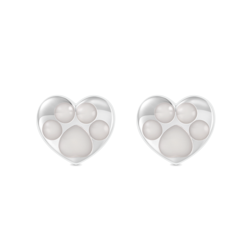 Heart Puppy Paw Stud Earrings
