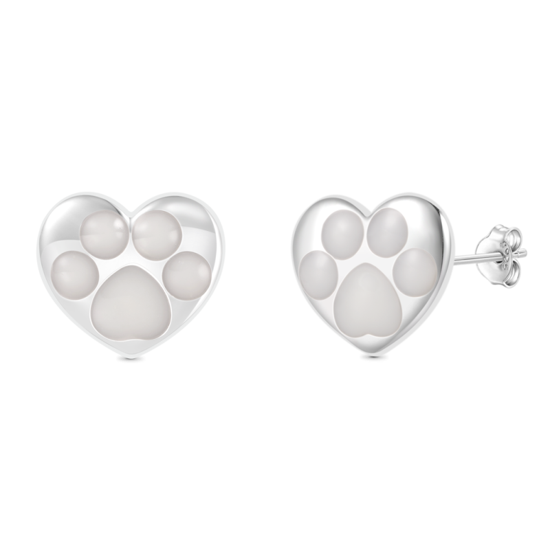 Heart Puppy Paw Stud Earrings