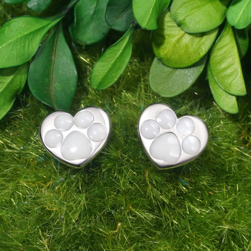 Heart Puppy Paw Stud Earrings