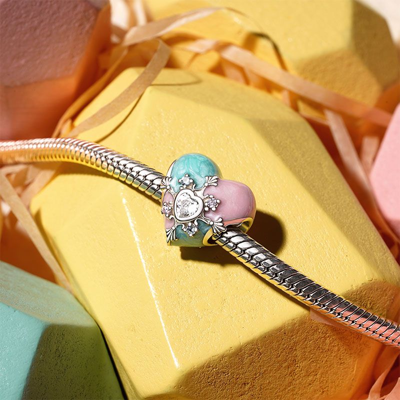 Easter Cross Heart Charm