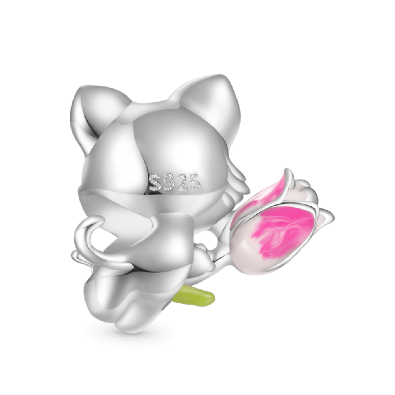Pink Tulip Cat Charm