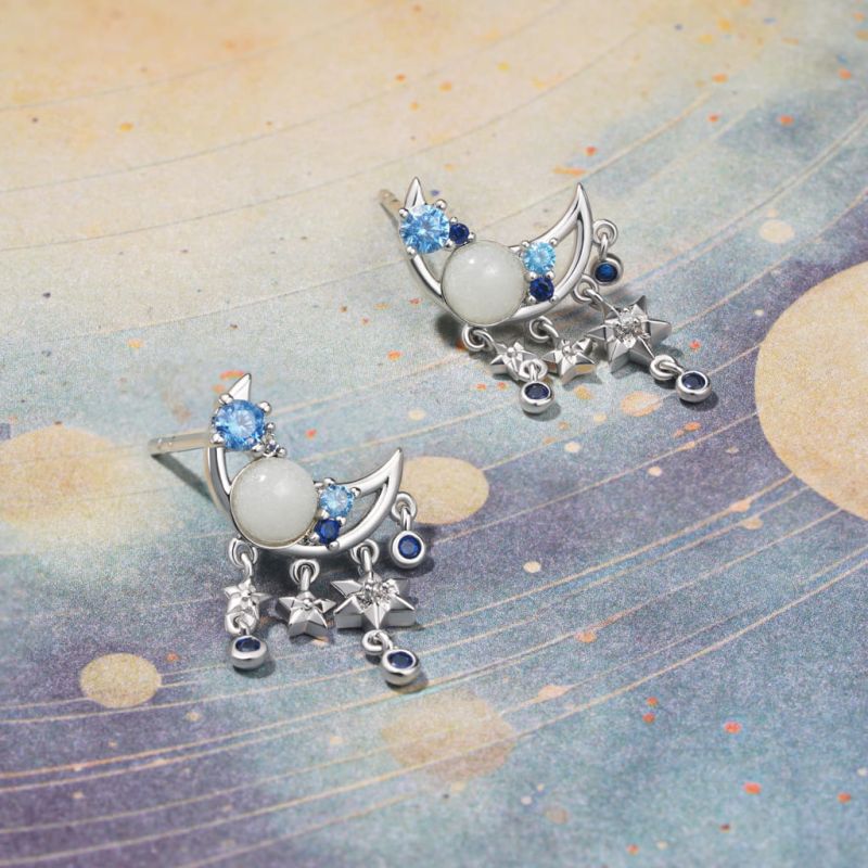 Sparkling Moon Stud Earrings