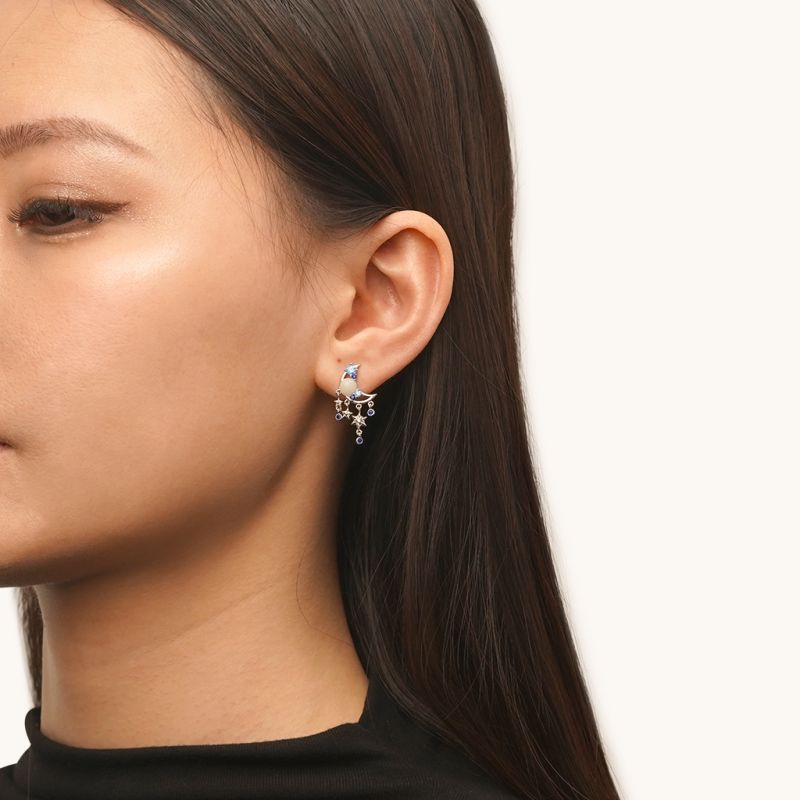 Sparkling Moon Stud Earrings