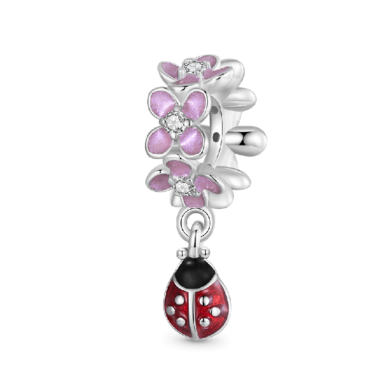 Pink Flower Ladybug Charm
