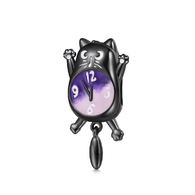 Halloween Black Cat Clock Charm