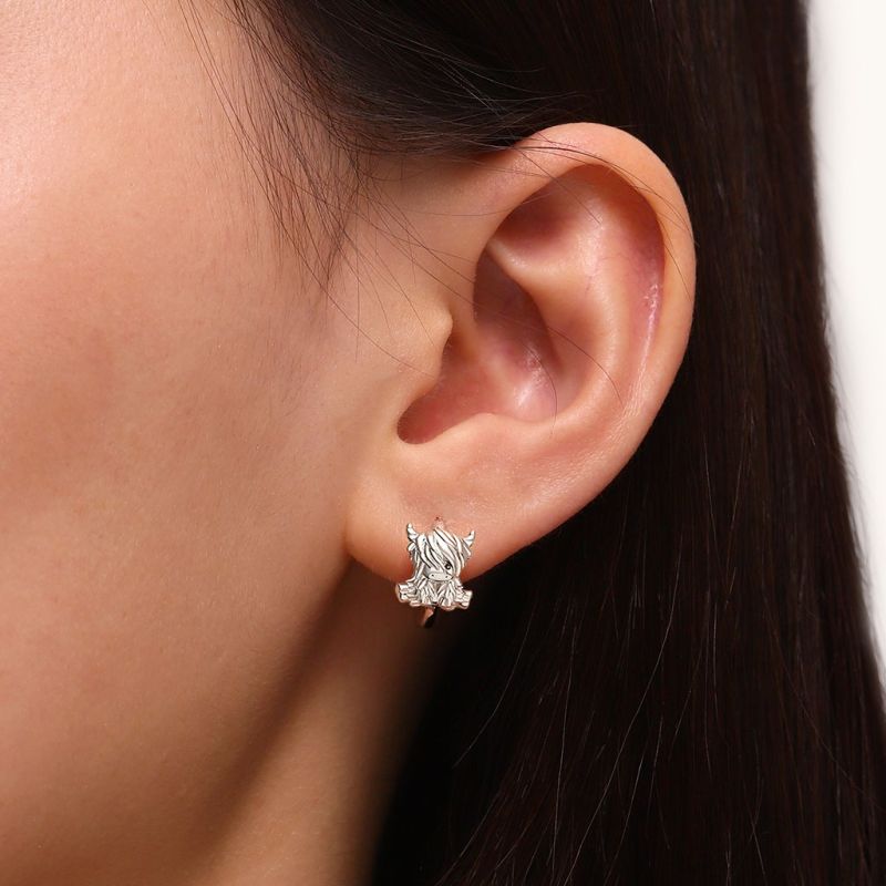 Highland Cow Hoop Stud Earrings