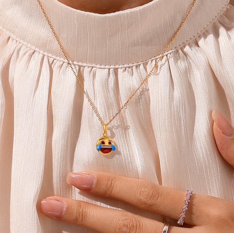 emoji Laughing with Tears Face Necklace