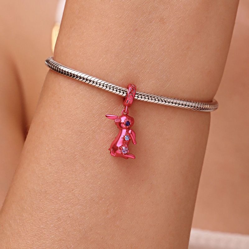 Pink Candy Rabbit Zodiac Pendant