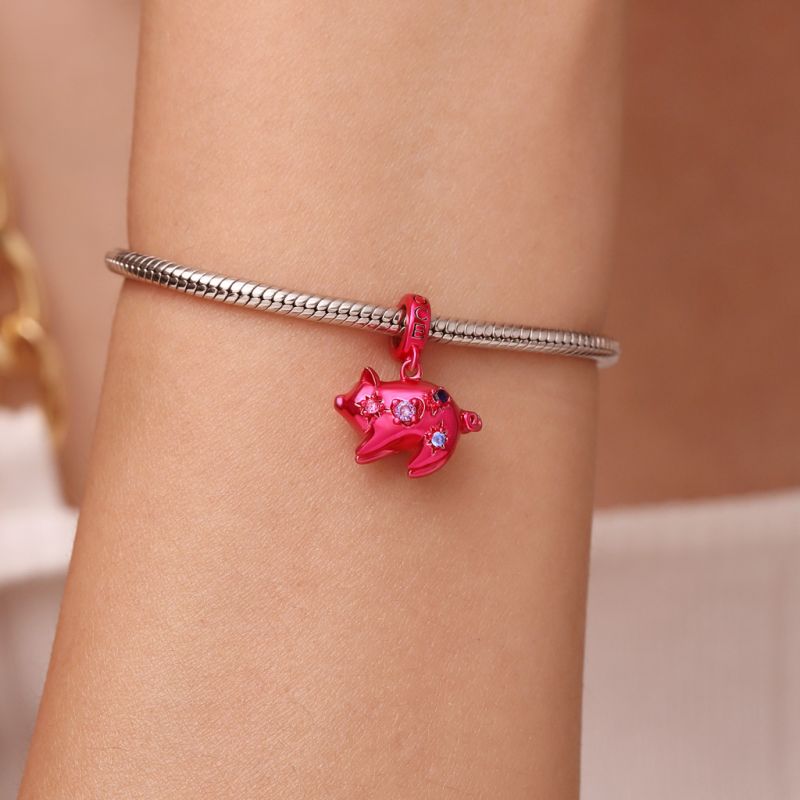 Pink Candy Boar Zodiac Pendant