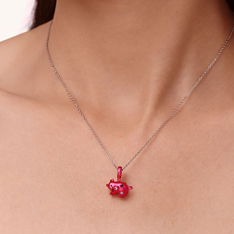 Pink Candy Boar Zodiac Pendant