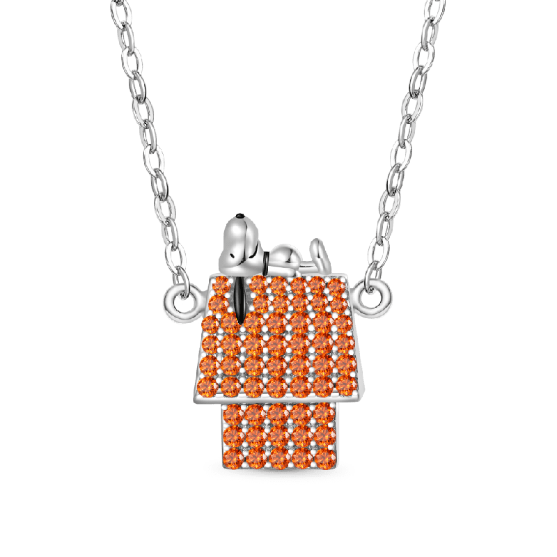 Lying Snoopy Doghouse Diamond Necklace