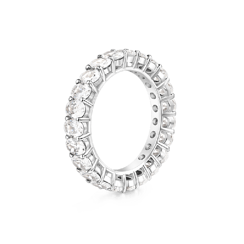 White Topaz Oval-cut Eternity Ring