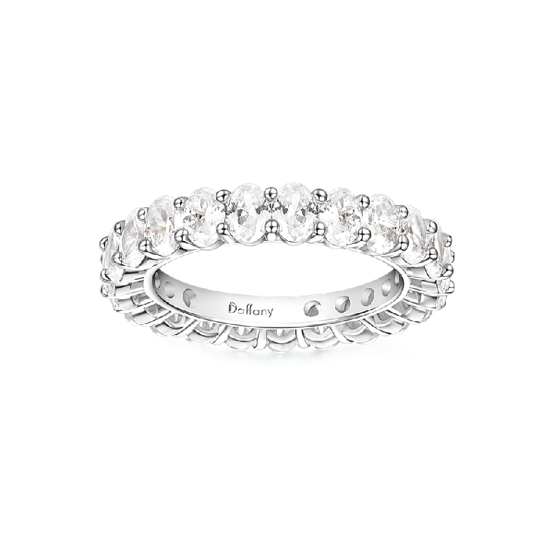White Topaz Oval-cut Eternity Ring
