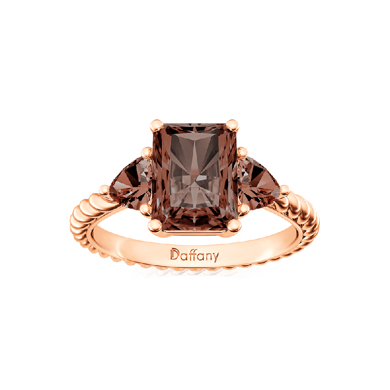 Radiant Brown Three-stone Ring