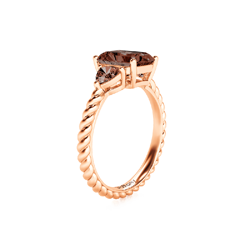 Radiant Brown Three-stone Ring