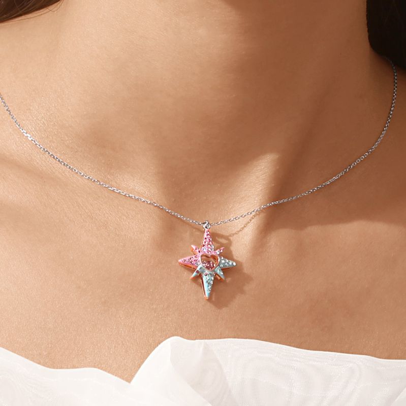 Heart Eight-Pointed Star Necklace