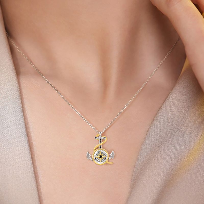 Anchor & Compass Twisted Rope Necklace