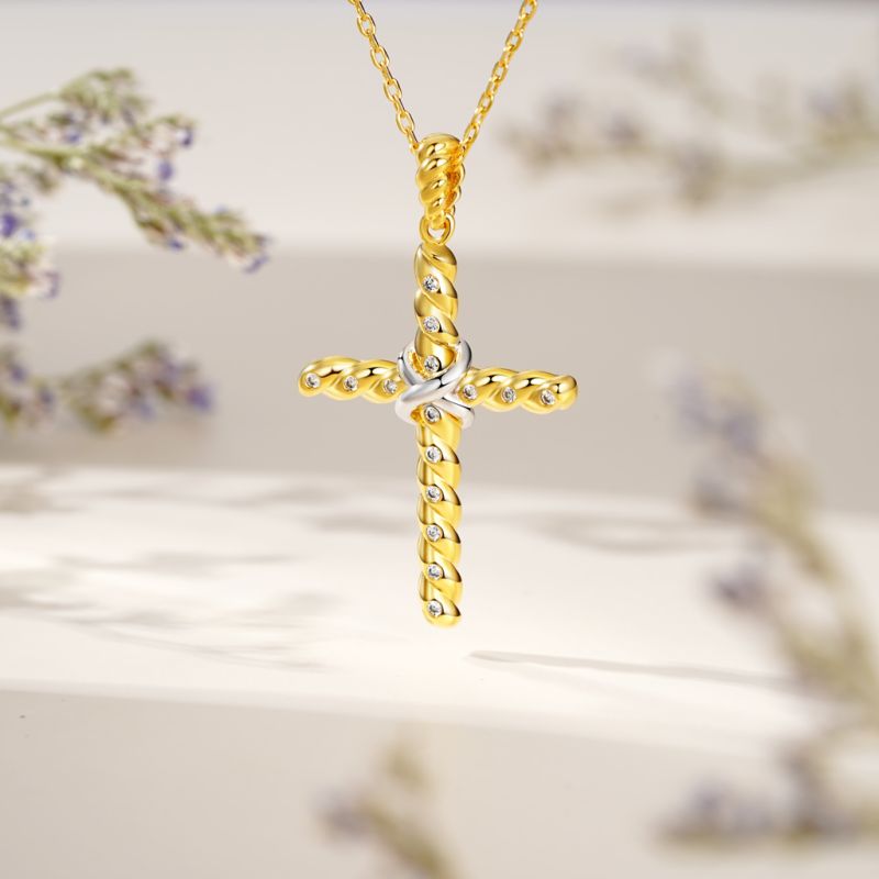 Twisted Rope Cross Necklace