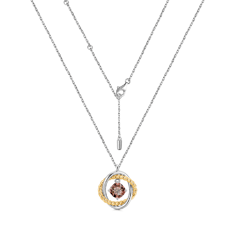 Brown Cushion Crossover Necklace