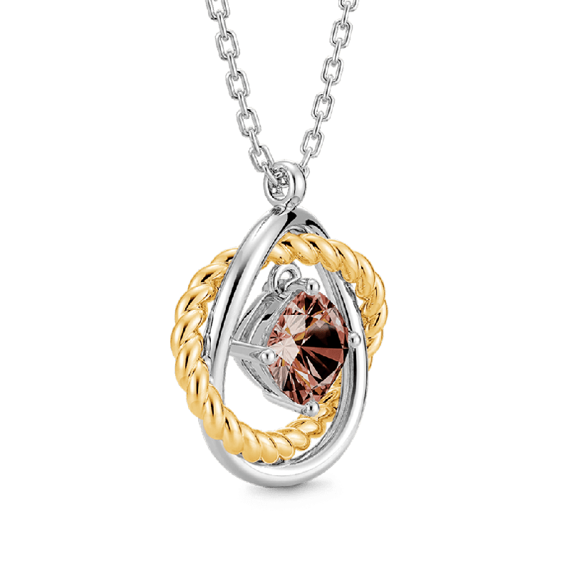 Brown Cushion Crossover Necklace