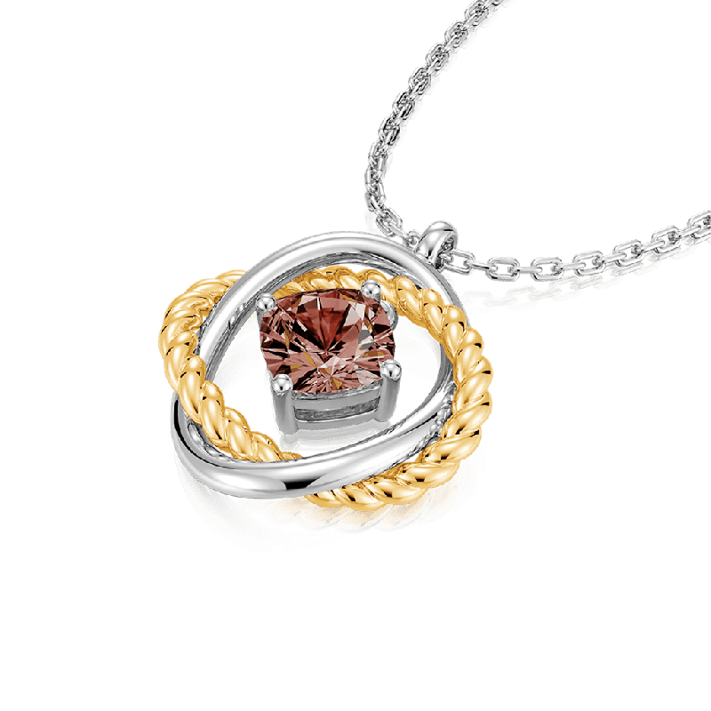 Brown Cushion Crossover Necklace