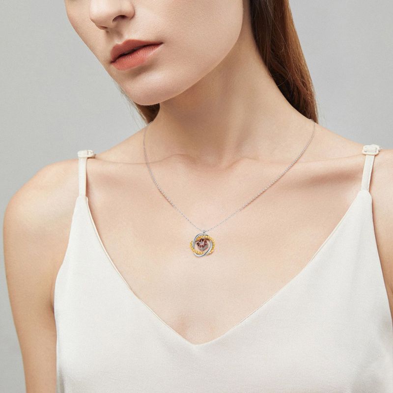 Brown Cushion Crossover Necklace