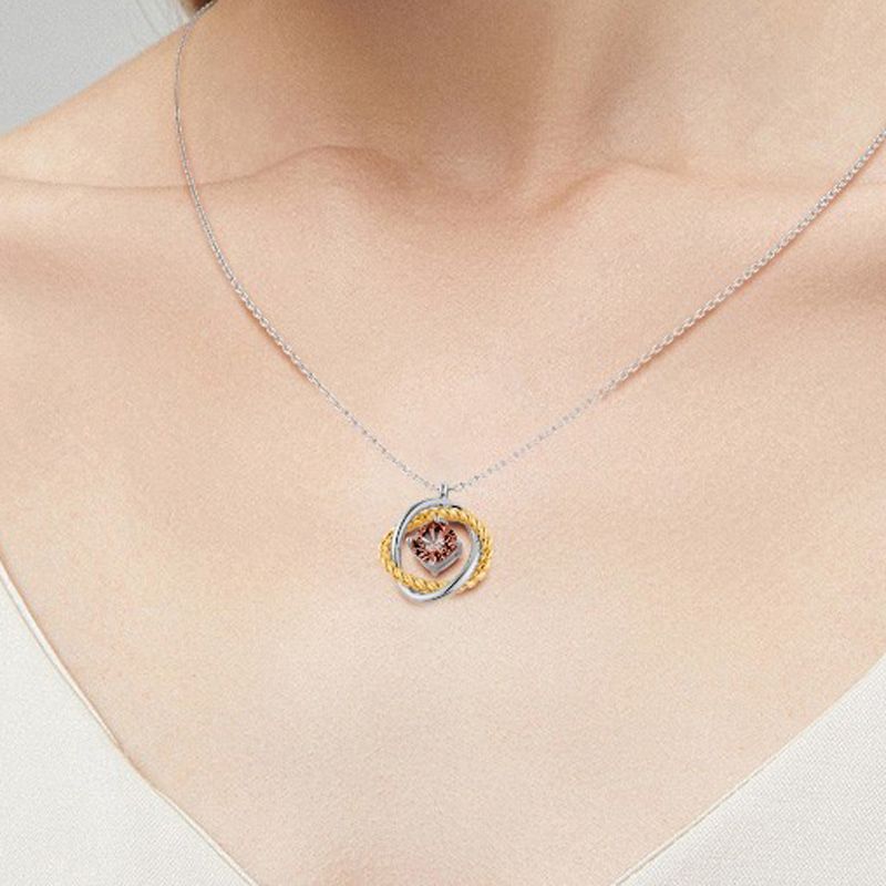 Brown Cushion Crossover Necklace