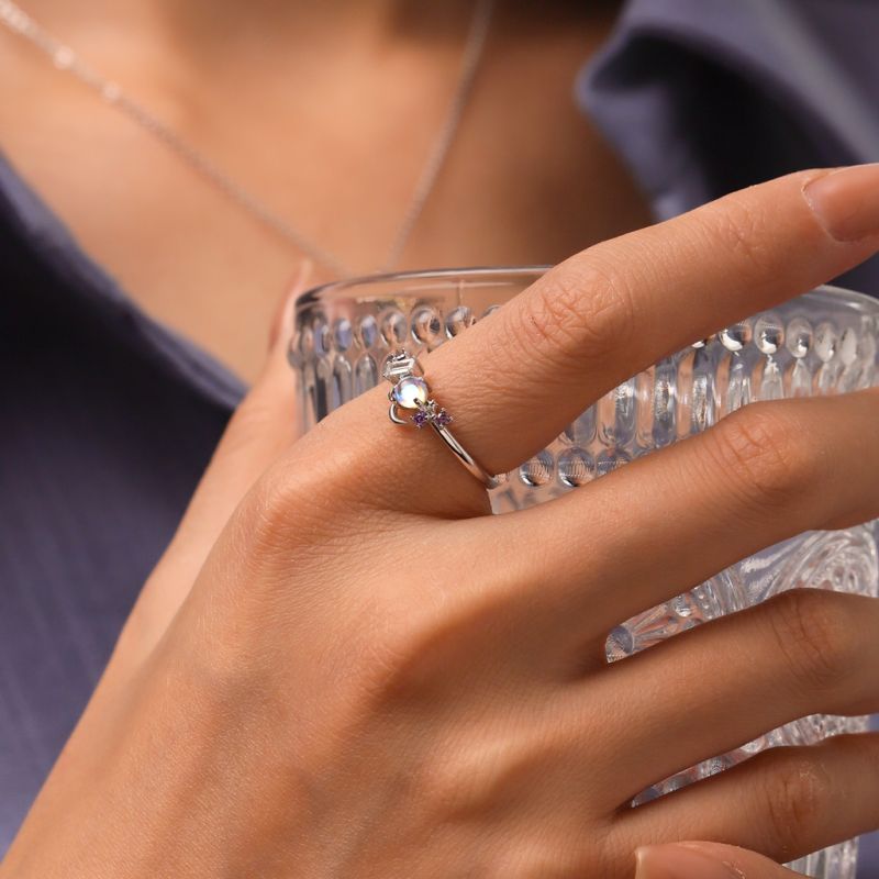 Moonstone Star Moon Ring