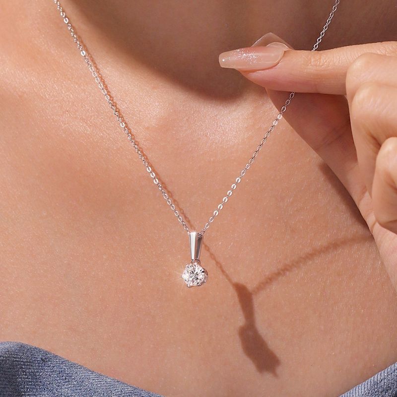 Classic 1ct Moissanite Solitaire Necklace