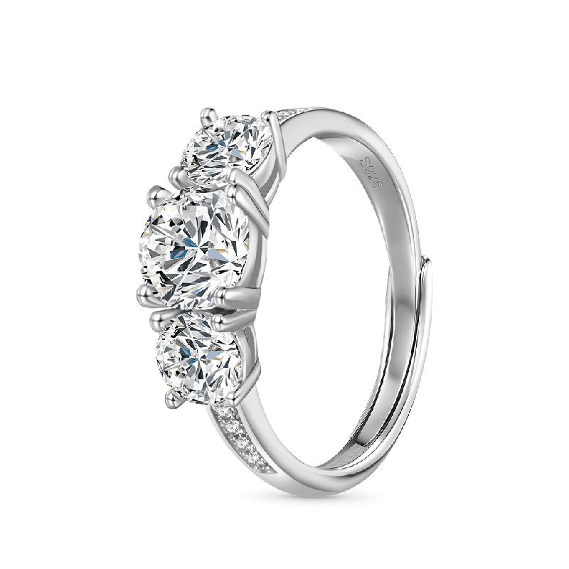 0.7 Ct VVS Moissanite Three-Stone Ring