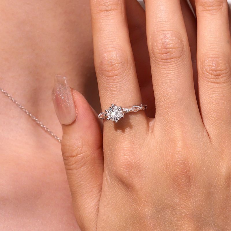 Classic 1Ct Round 925S & VVS Moissanite Ring