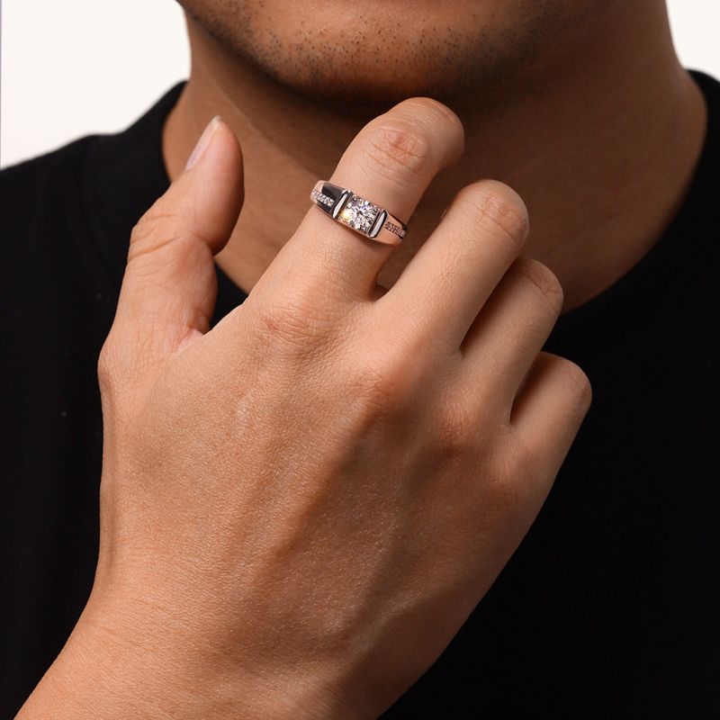 Luxury 1Ct Moissanite Men Wedding Ring