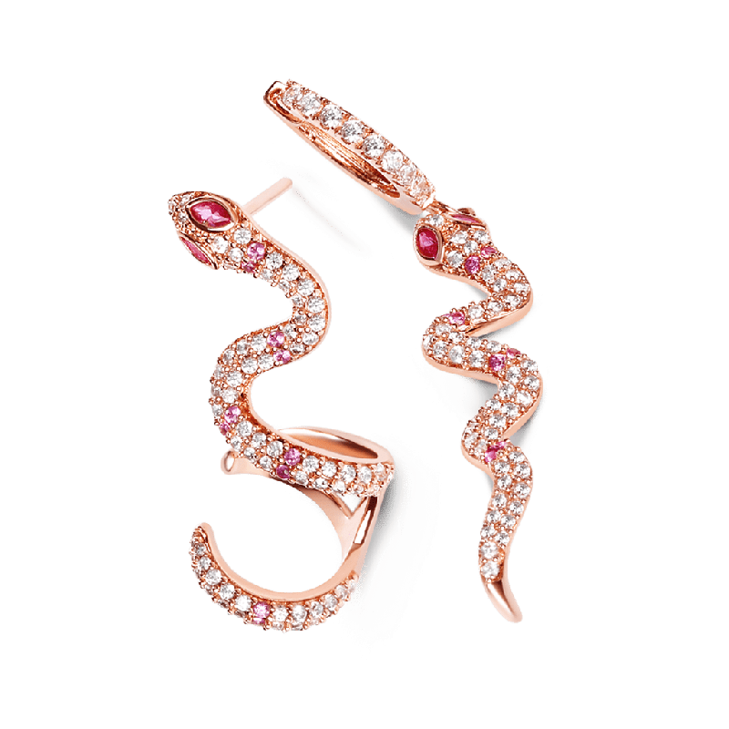 Pink Eyes Snake Earrings