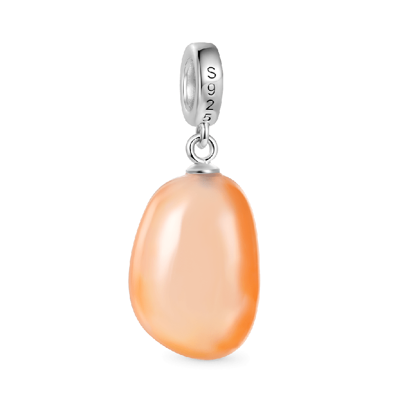 Natural Orange Color Rain Flower Stone Pendant