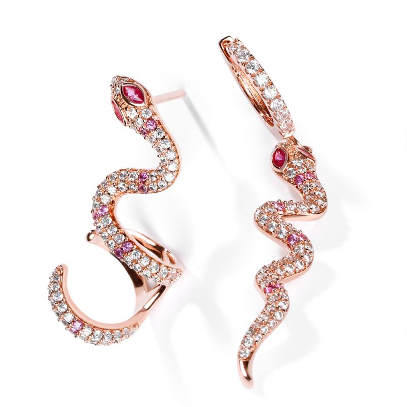 Pink Eyes Snake Earrings